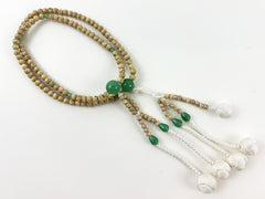 Lindenwood (Bodai) Beads with Jade and Knitted Tassels