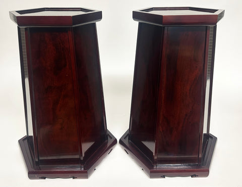 Premium Vintage 17.5" Tall Cherry Wood Vase Stands