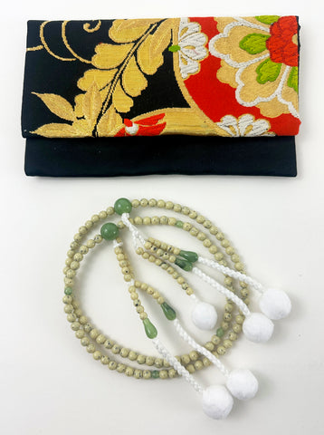 Faux Linden Wood Beads with Jade Beads Set - Large Beads (Large Kimono Beads Case) #2