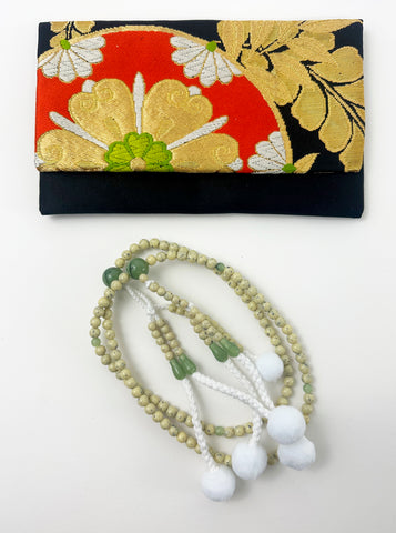 Faux Linden Wood Beads with Jade Beads Set - Large Beads (Large Kimono Beads Case) #3