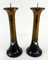 Vintage 9.5" H Metal Bokashi (Two-Tone) with Flying Crane Stands Set