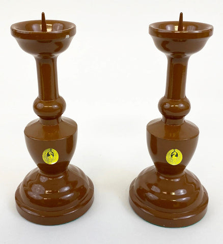 6.6" H Brown Candle Stands with Crane Logo