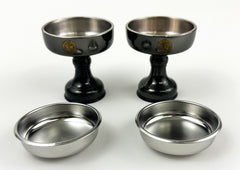 Dark Grey Rice Cup Pair Set with Crane Logo and Removable Metal Insert