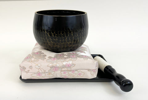 No. 4 (4.75" Diameter) Bell with Black Tray and Sakura Cushion Set