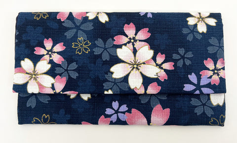 Blue & Sakura Flowers Fabric Beads Case (Large)